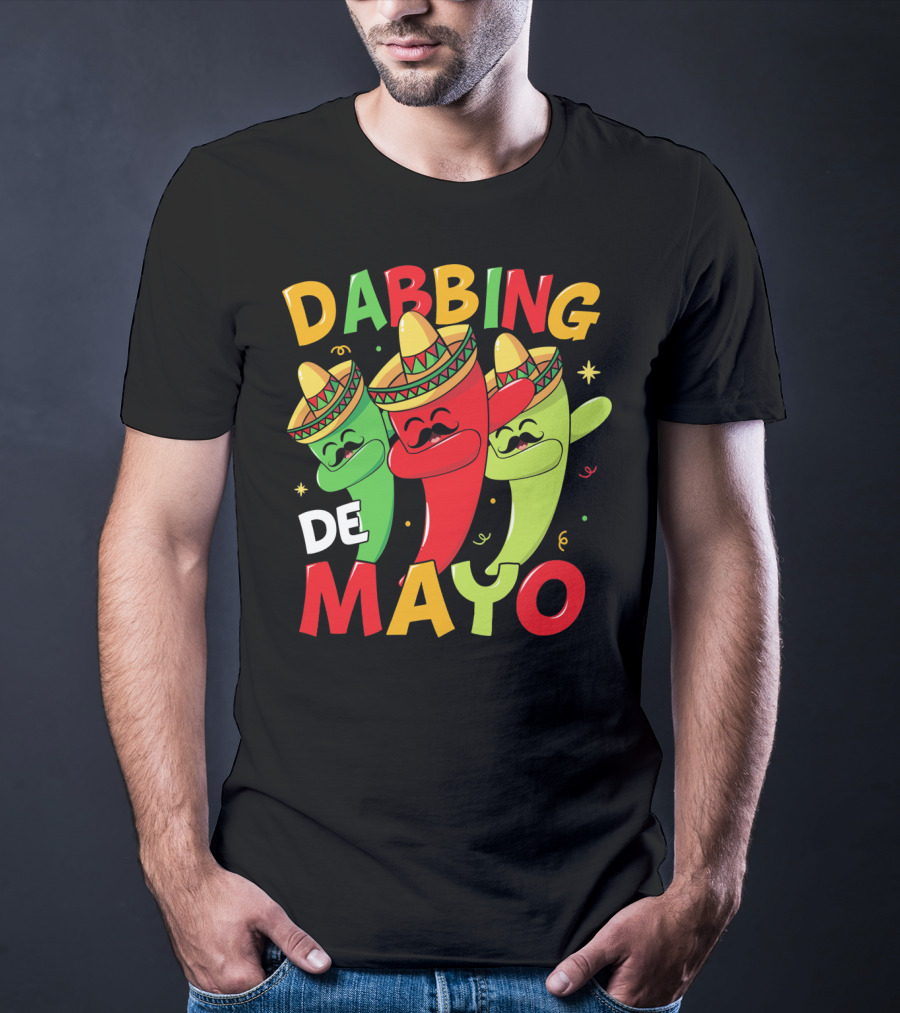 Dabbing Cinco De Mayo Chili Peppers With Sombreros T-Shirt