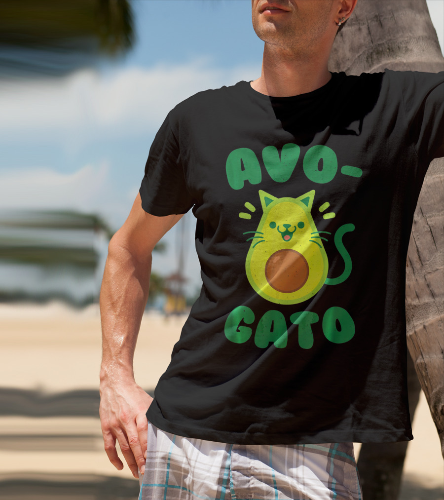 Avogato Avocado Cat Playful Green Fun T-Shirt