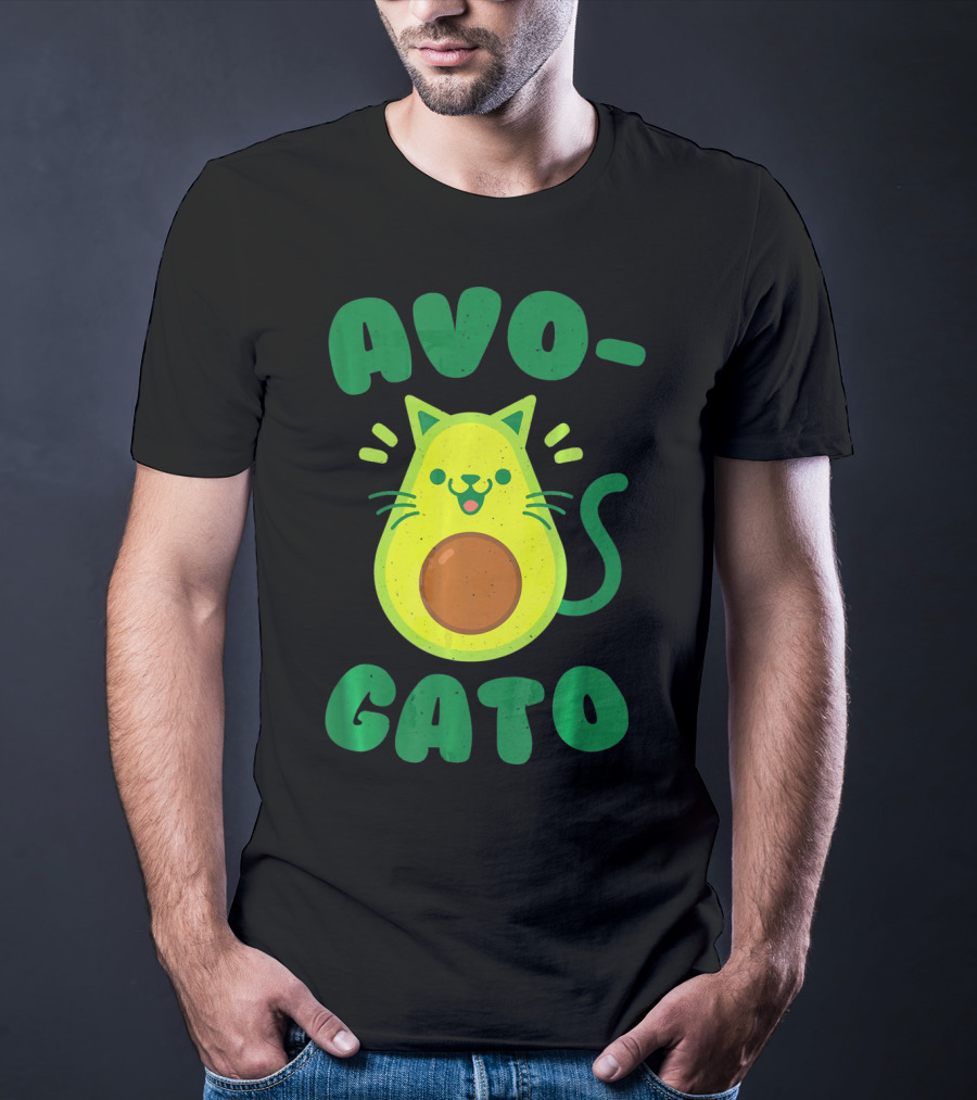 Avogato Avocado Cat Playful Green Fun T-Shirt