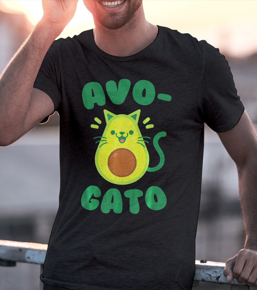 Avogato Avocado Cat Playful Green Fun T-Shirt
