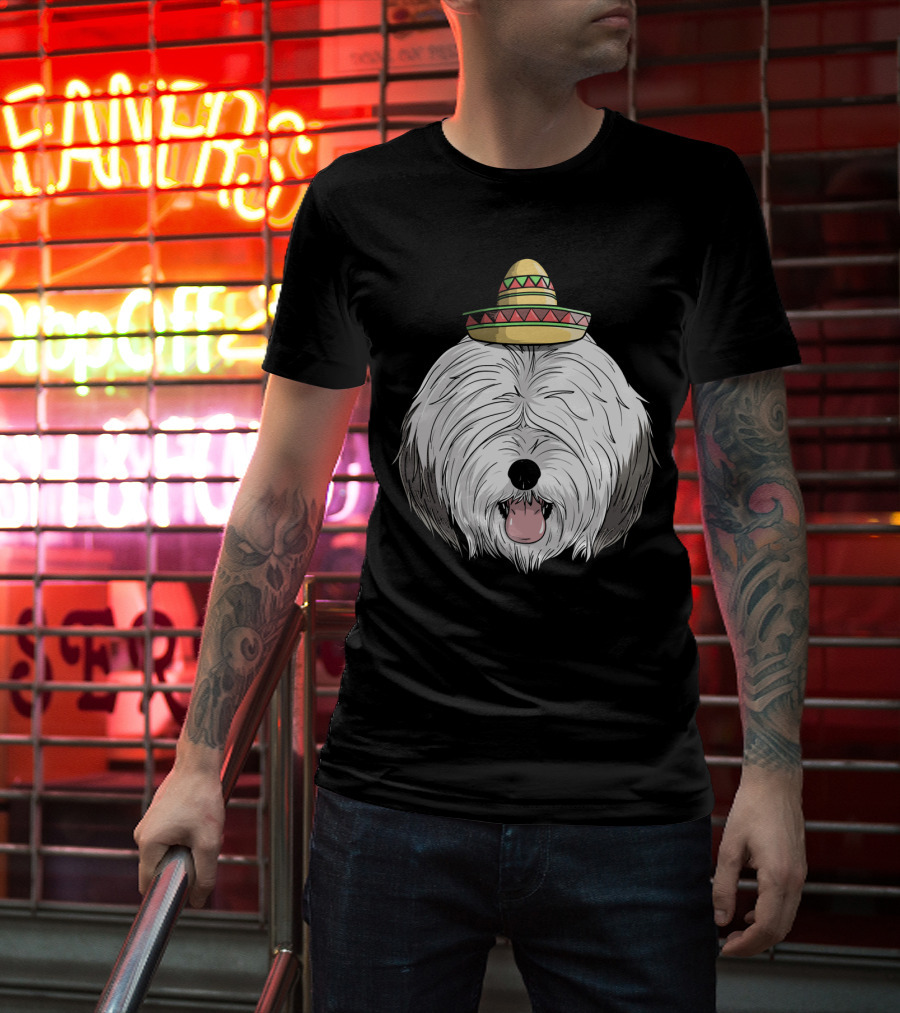 Old English Sheepdog Sombrero Cinco De Mayo Fiesta T-Shirt