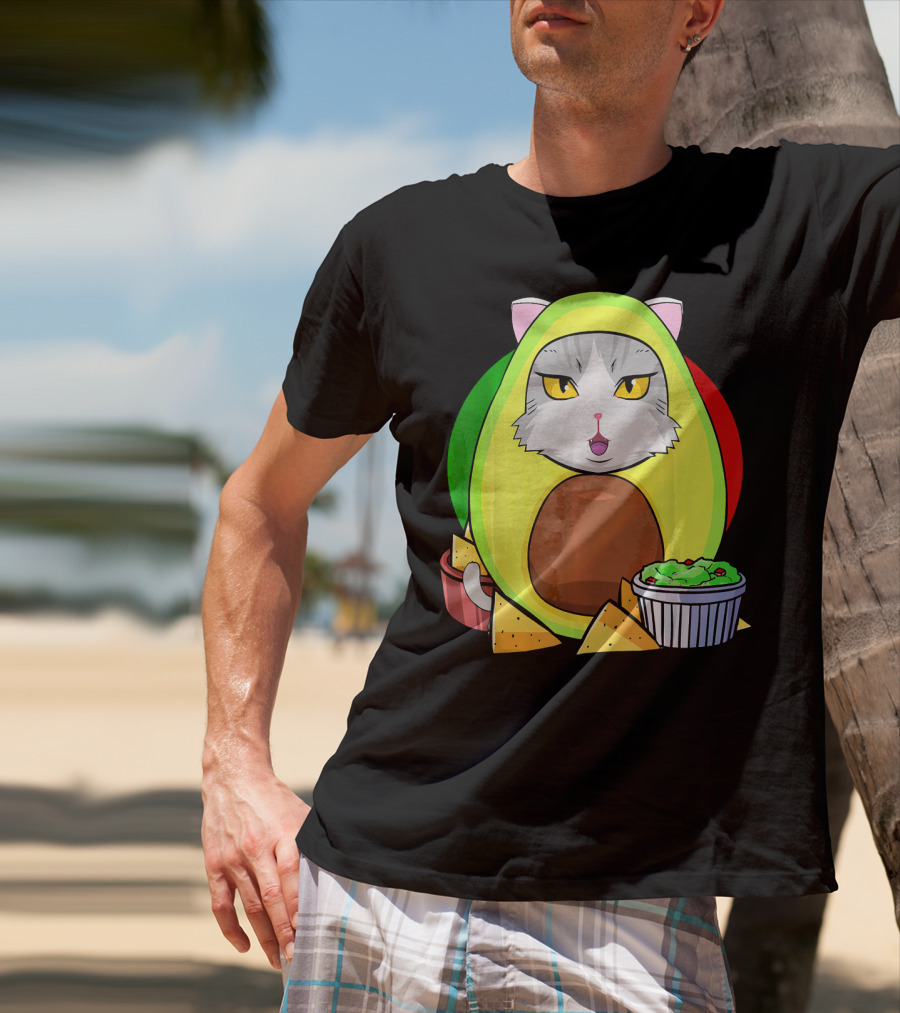 Cinco De Mayo Avogato Cat Avocado With Chips And Guacamole T-Shirt