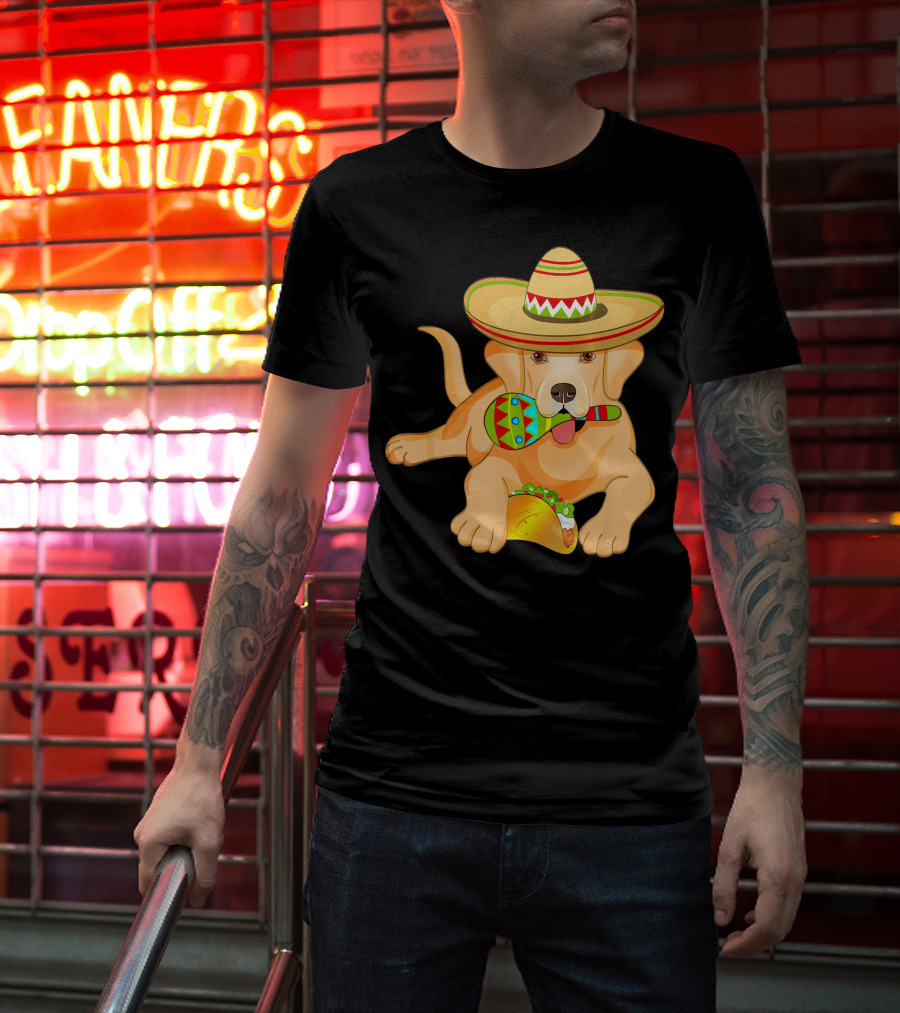 Cinco De Mayo Labrador Dog With Sombrero Taco And Maraca T-Shirt