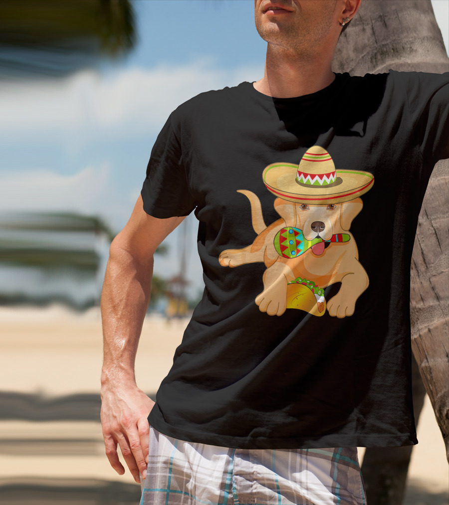 Cinco De Mayo Labrador Dog With Sombrero Taco And Maraca T-Shirt