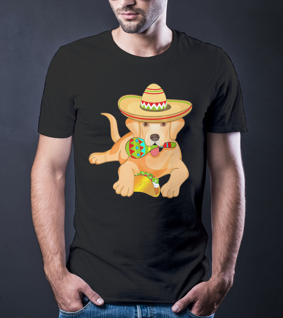 Cinco De Mayo Labrador Dog With Sombrero Taco And Maraca T-Shirt