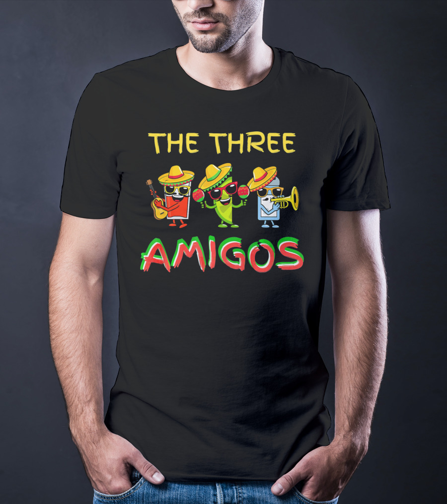 Funny Fiesta Cinco De Mayo The Three Amigos Sombrero Instruments T-Shirt
