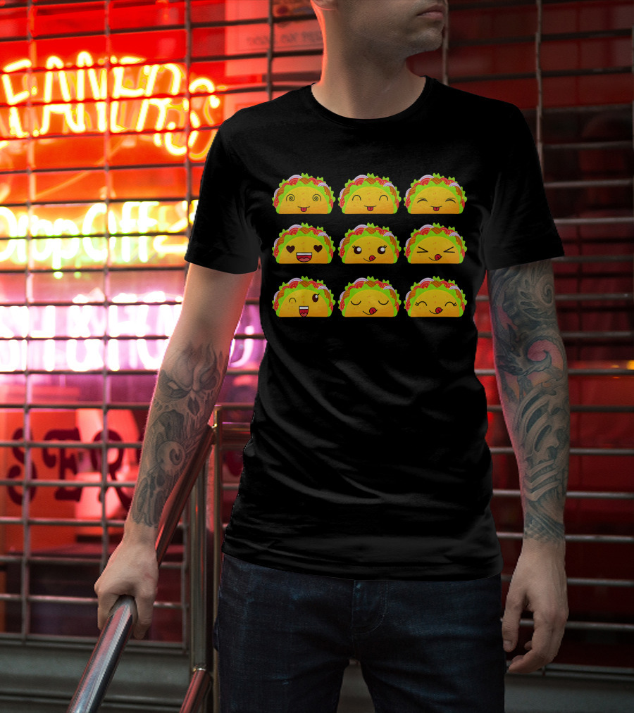 Taco Emoji Faces Taco Lover Collection T-Shirt
