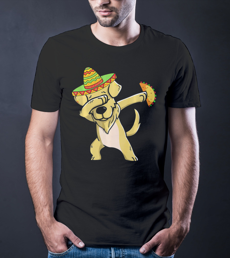 Golden Retriever Dabbing With Sombrero And Taco T-Shirt
