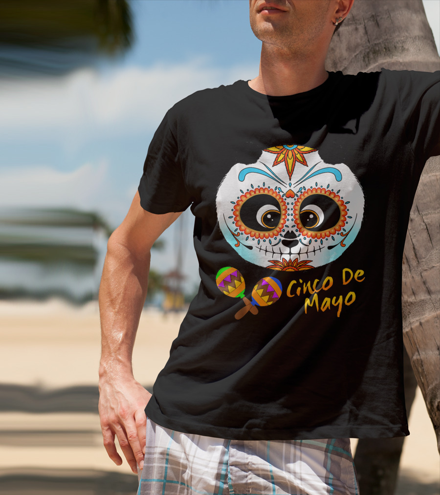 Cinco De Mayo Sugar Skull Panda With Maracas T-Shirt