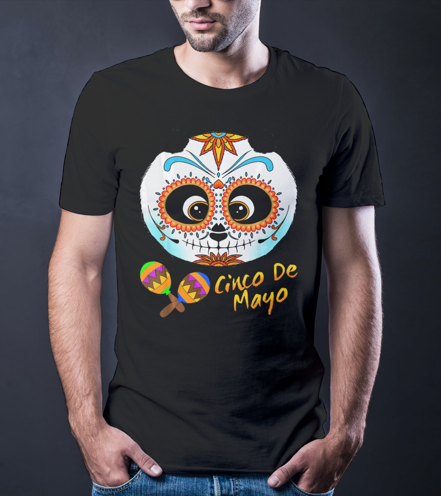 Cinco De Mayo Sugar Skull Panda With Maracas T-Shirt
