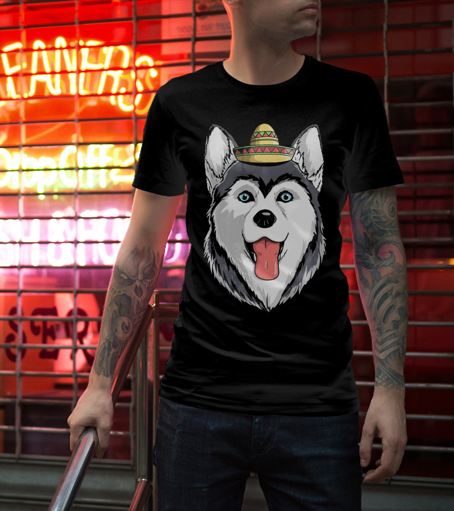 Fiesta Siberian Husky Sombrero Cinco De Mayo Mexi T-Shirt