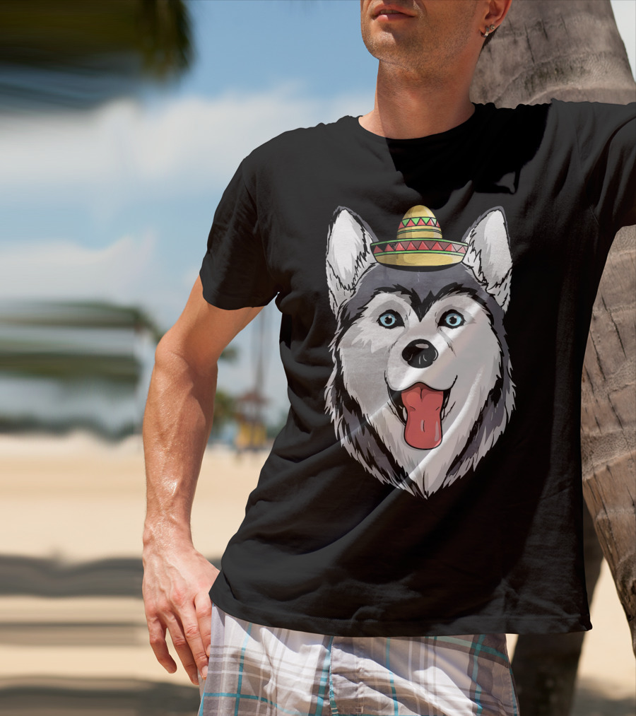 Fiesta Siberian Husky Sombrero Cinco De Mayo Mexi T-Shirt