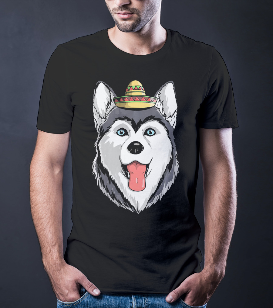 Fiesta Siberian Husky Sombrero Cinco De Mayo Mexi T-Shirt