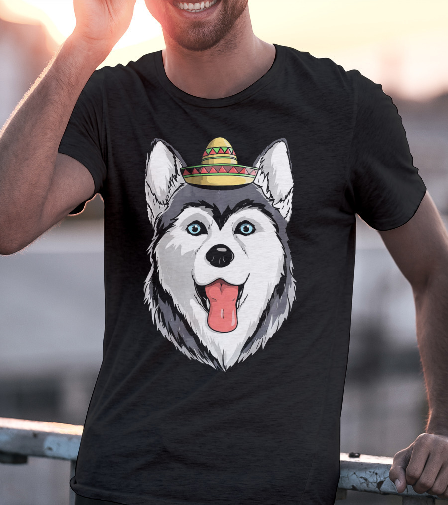 Fiesta Siberian Husky Sombrero Cinco De Mayo Mexi T-Shirt