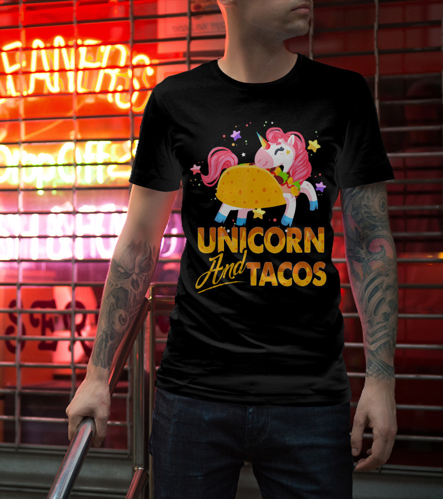 Unicorn And Tacos Colorful Cinco De Mayo Fun T-Shirt