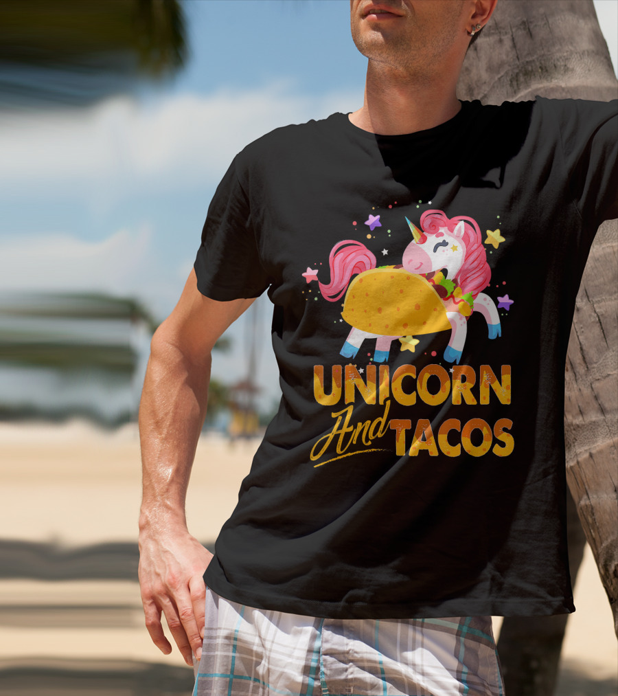 Unicorn And Tacos Colorful Cinco De Mayo Fun T-Shirt