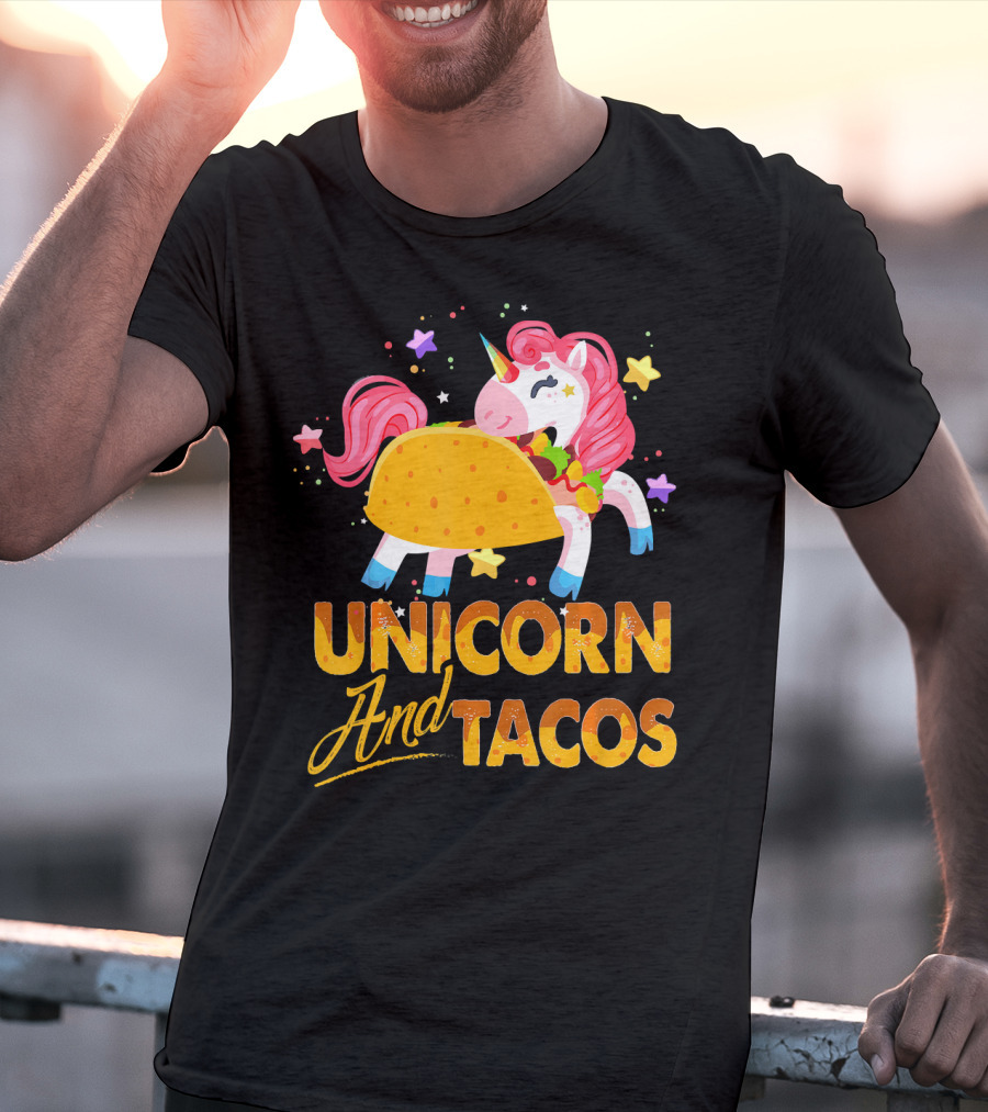 Unicorn And Tacos Colorful Cinco De Mayo Fun T-Shirt