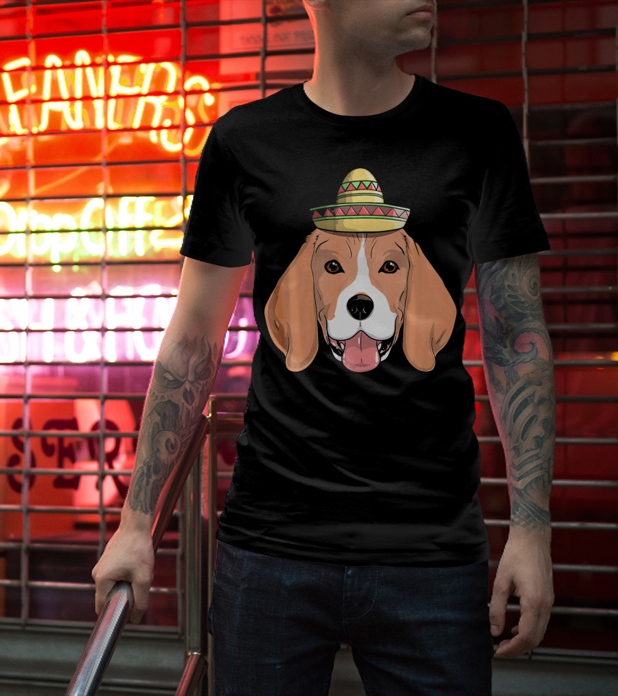 Beagle Dog Sombrero Fiesta Cinco De Mayo T-Shirt