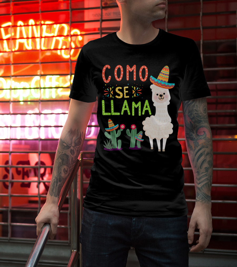 Como Se Llama Sombrero Llama And Cactus Fiesta Cinco De Mayo T-Shirt