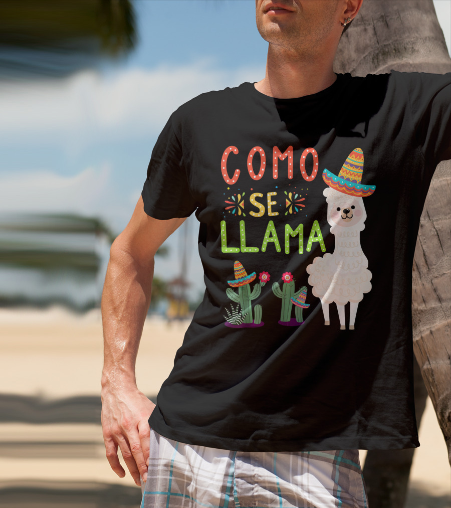 Como Se Llama Sombrero Llama And Cactus Fiesta Cinco De Mayo T-Shirt
