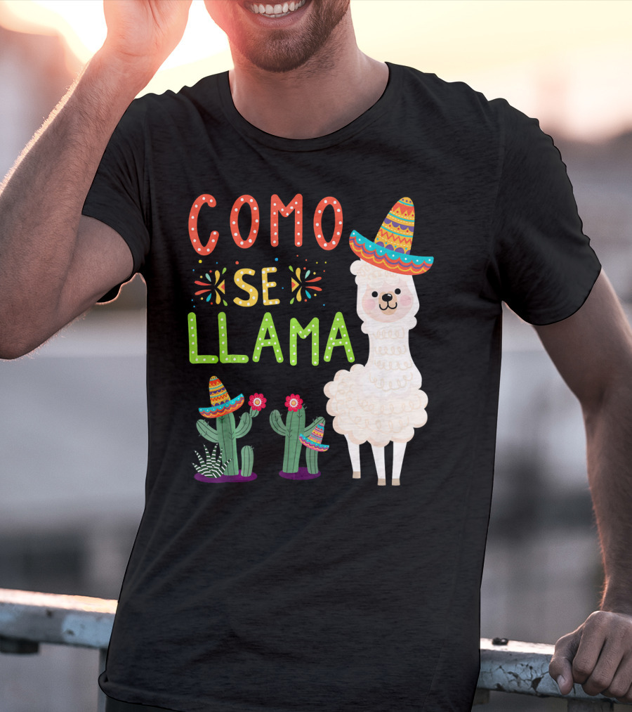 Como Se Llama Sombrero Llama And Cactus Fiesta Cinco De Mayo T-Shirt