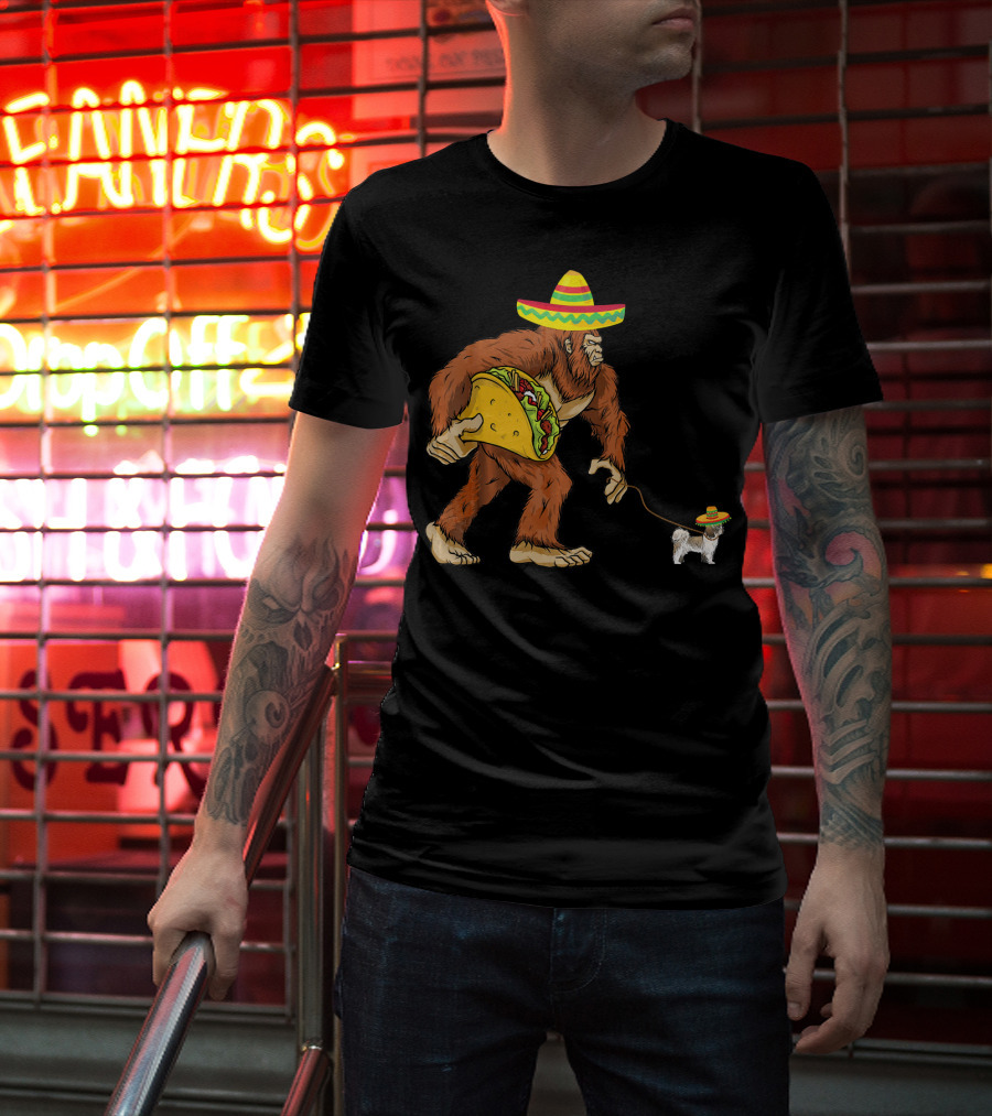 Cinco De Mayo Bigfoot Taco Shih Tzu Sombrero T-Shirt