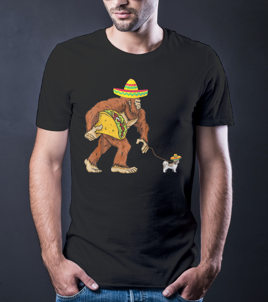 Cinco De Mayo Bigfoot Taco Shih Tzu Sombrero T-Shirt