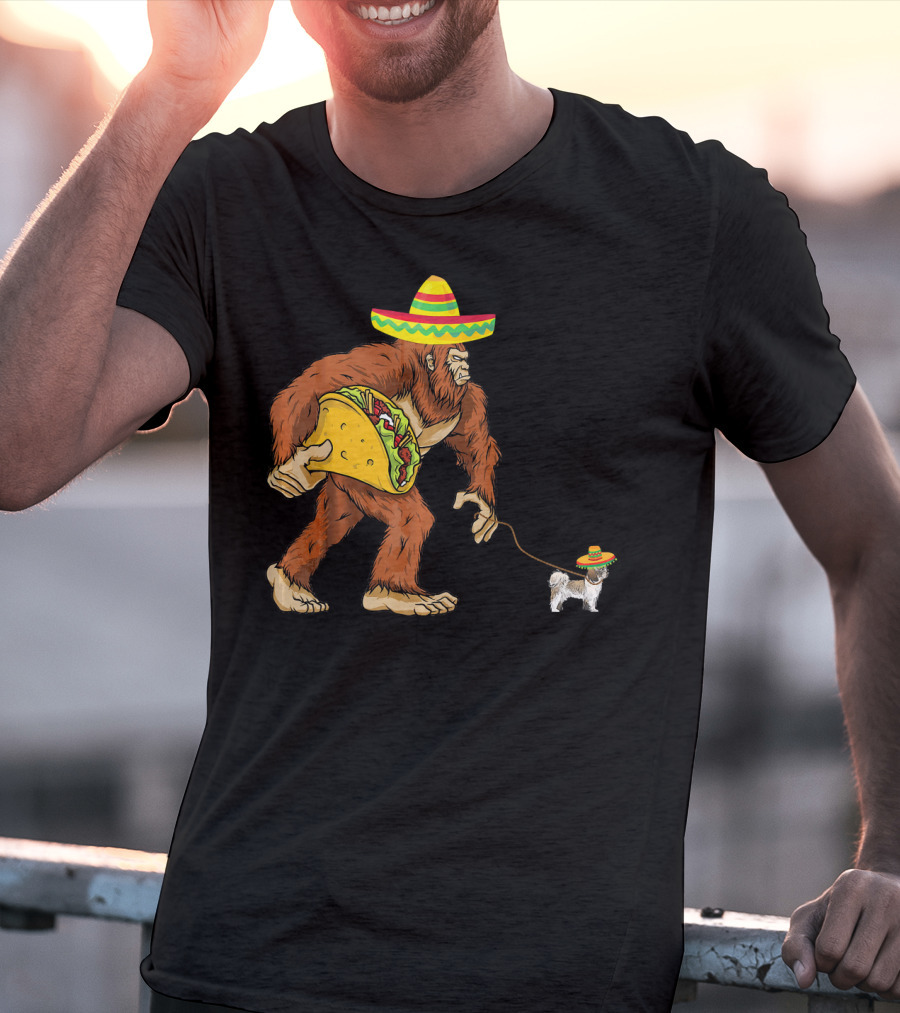 Cinco De Mayo Bigfoot Taco Shih Tzu Sombrero T-Shirt
