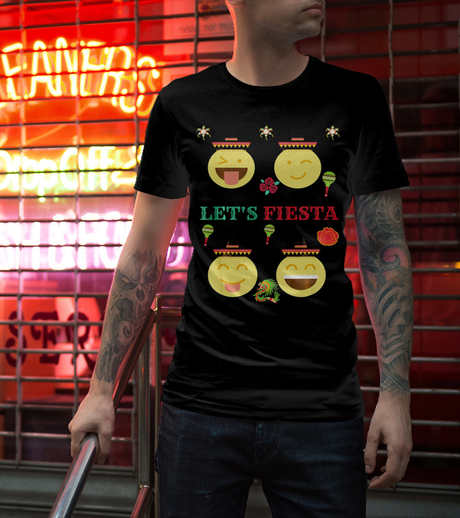 Let's Fiesta Funny Emoji Cinco De Mayo Mexica T-Shirt