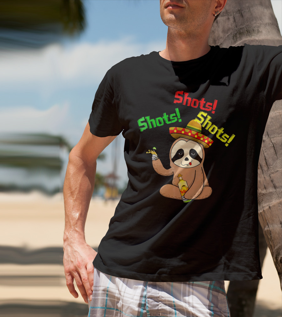 Cinco De Mayo Sloth Shots Tequila Sombrero T-Shirt