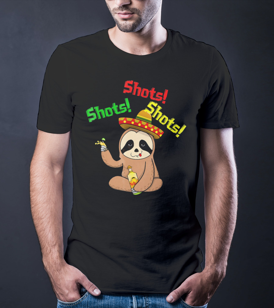 Cinco De Mayo Sloth Shots Tequila Sombrero T-Shirt