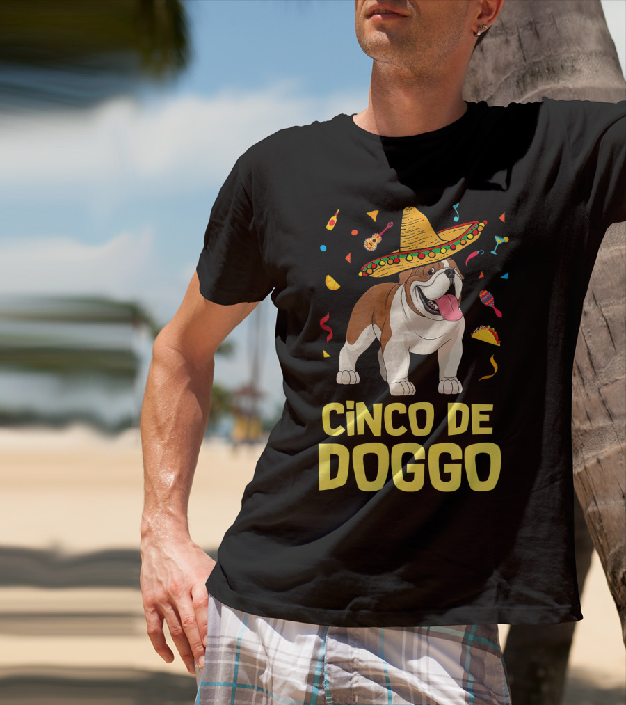 Cinco De Doggo Taco Sombrero English Bulldog T-Shirt