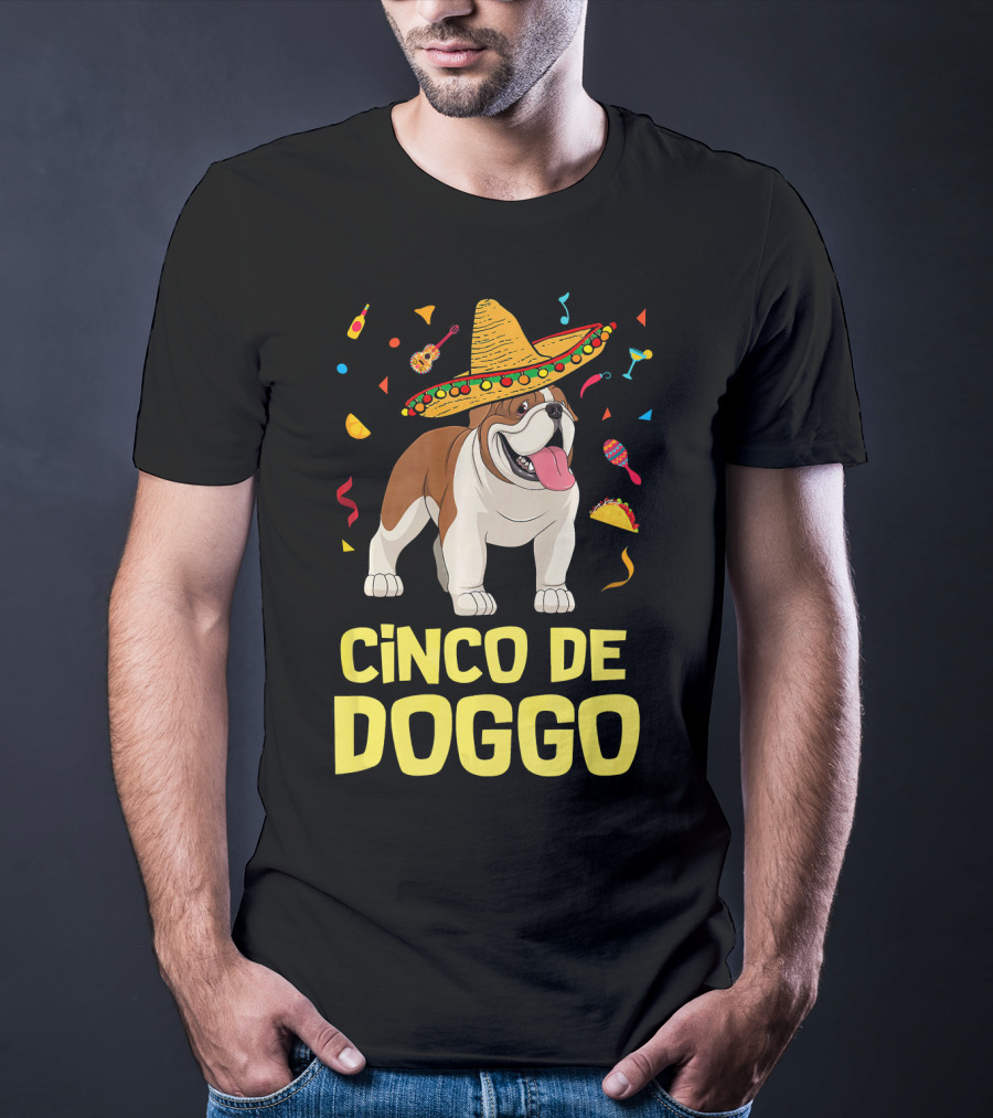 Cinco De Doggo Taco Sombrero English Bulldog T-Shirt