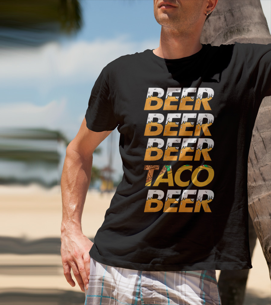 Beer Taco Beer Cinco De Mayo Funny Letter Print T-Shirt