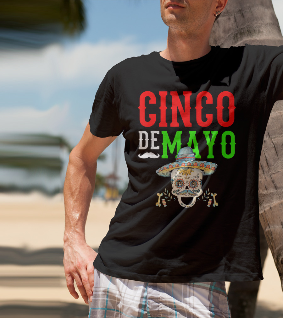 Cinco De Mayo Sugar Skull Sombrero T-Shirt