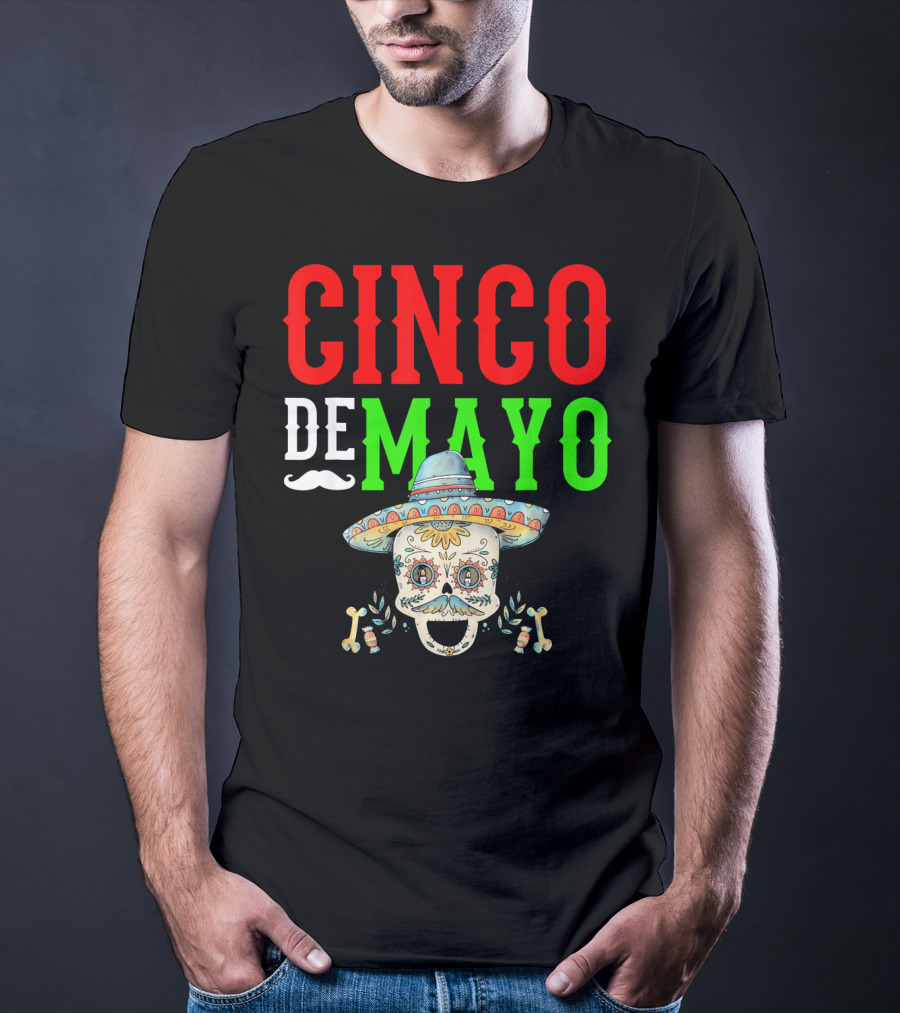Cinco De Mayo Sugar Skull Sombrero T-Shirt