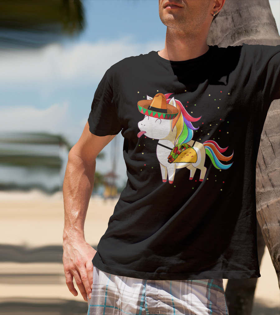 Sombrero Taco Unicorn Cinco De Mayo T-Shirt