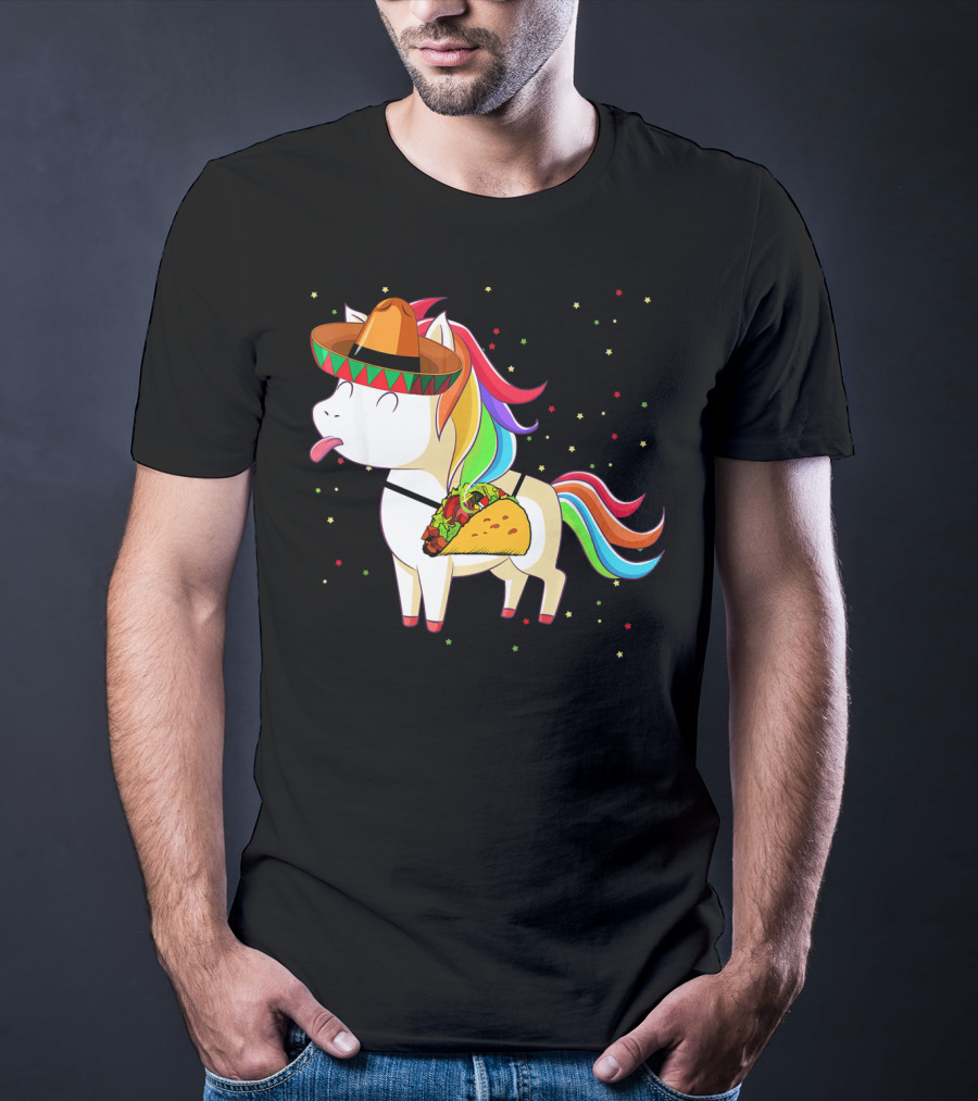 Sombrero Taco Unicorn Cinco De Mayo T-Shirt