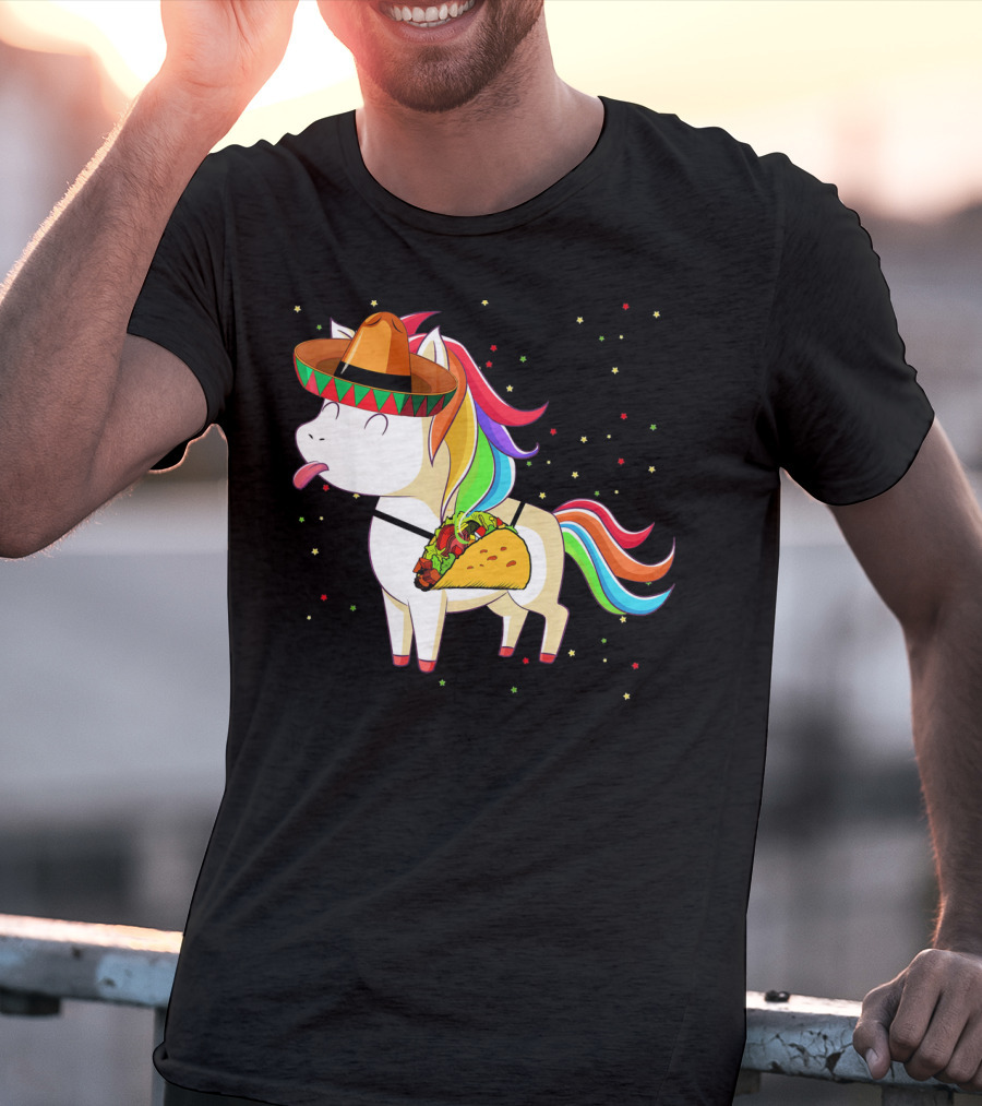 Sombrero Taco Unicorn Cinco De Mayo T-Shirt