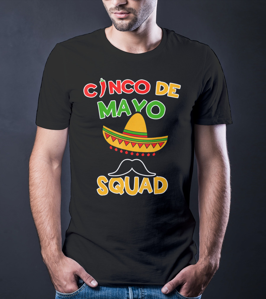 Cinco De Mayo Squad Sombrero Mustache Pepper Fiesta T-Shirt