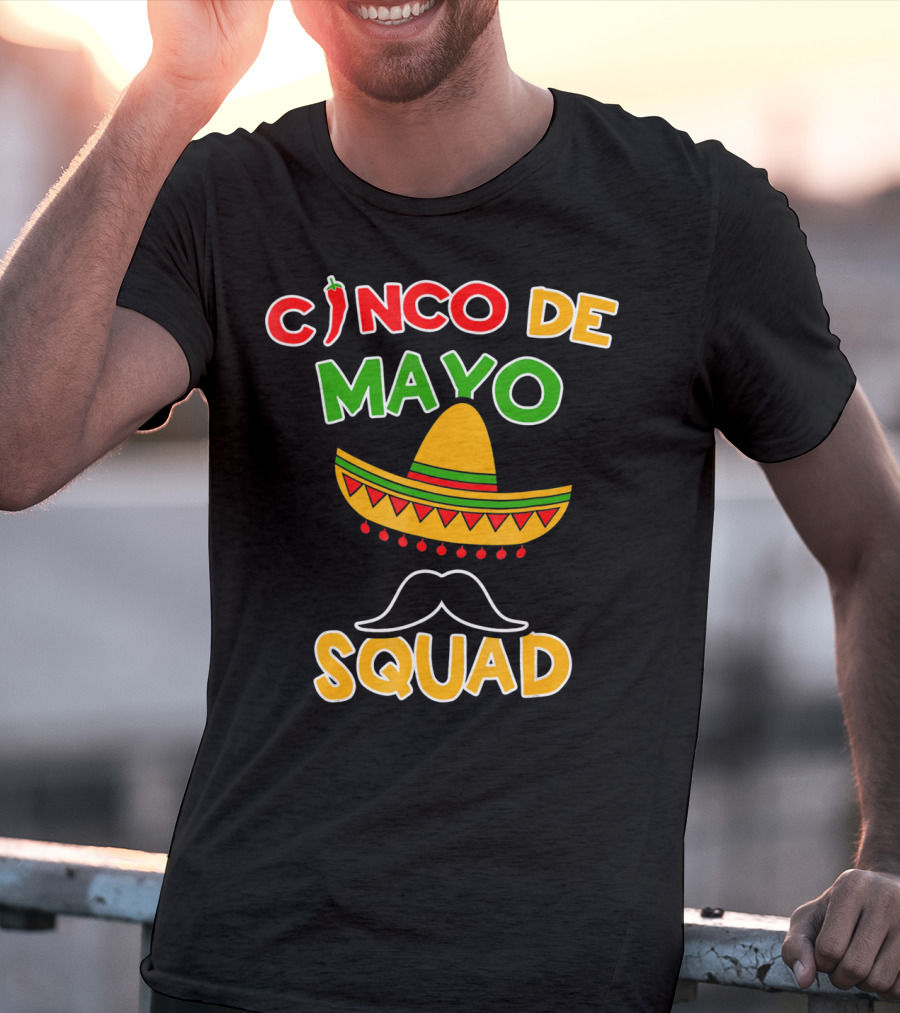 Cinco De Mayo Squad Sombrero Mustache Pepper Fiesta T-Shirt
