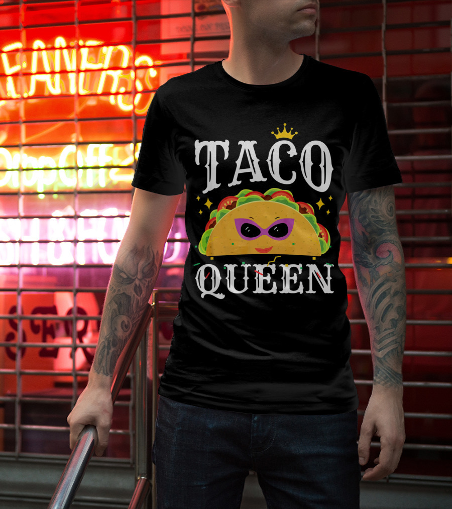 Taco Queen Cinco De Mayo Crown And Sunglasses T-Shirt