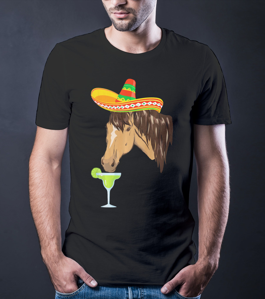 Cute Horse Sombrero Margarita Cinco De Mayo T-Shirt