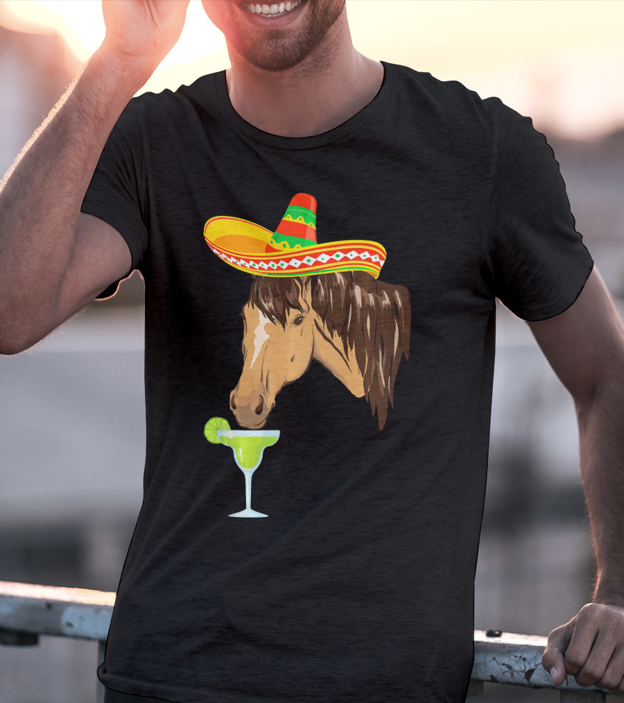 Cute Horse Sombrero Margarita Cinco De Mayo T-Shirt
