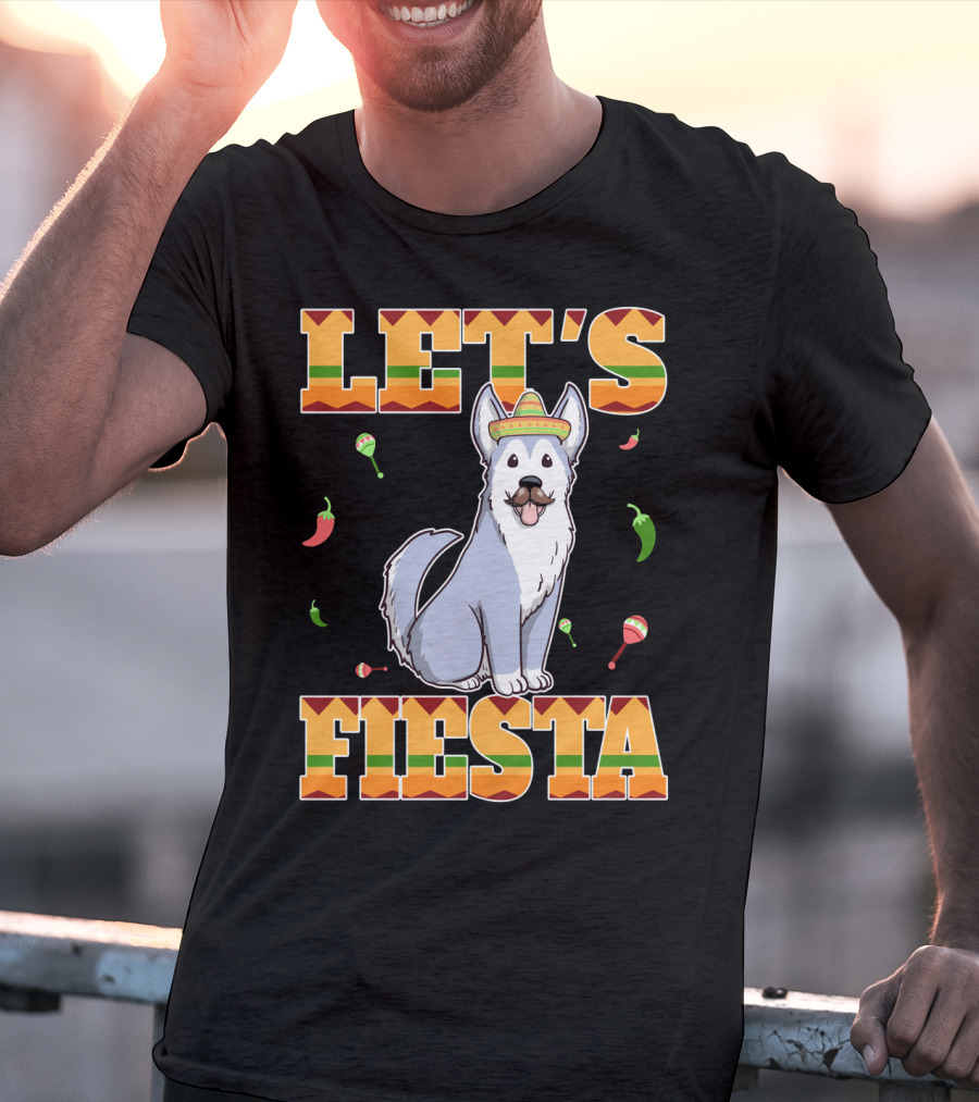 Let's Fiesta Husky Dog Sombrero Cinco De Mayo T-Shirt