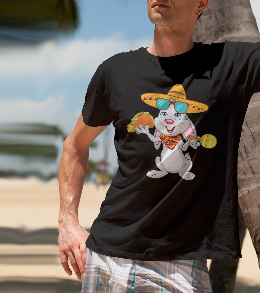 Easter Bunny With Taco And Sombrero For Cinco De Mayo T-Shirt