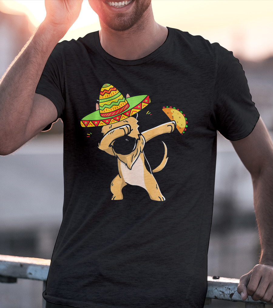 German Shepherd Dabbing With Taco And Sombrero Cinco De Mayo Fun T-Shirt