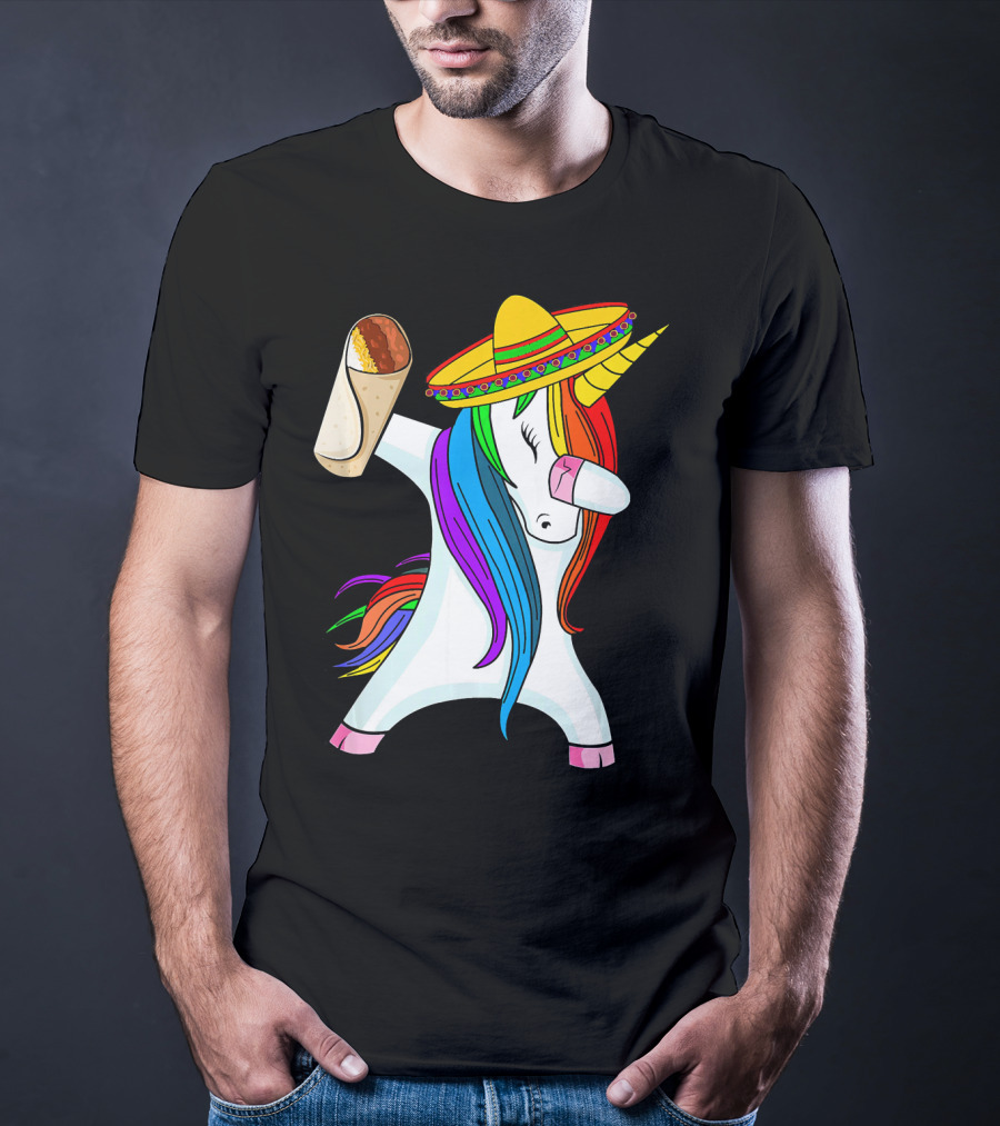 Cinco De Mayo Dabbing Unicorn Sombrero Burrito T-Shirt