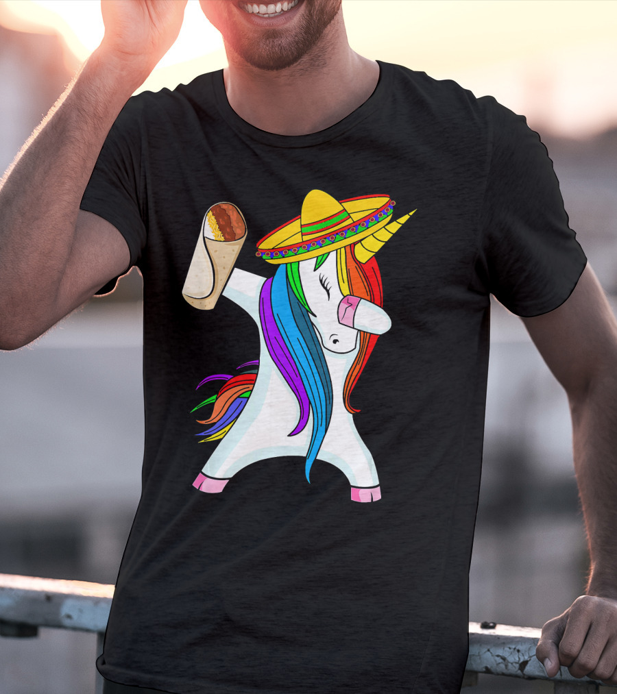 Cinco De Mayo Dabbing Unicorn Sombrero Burrito T-Shirt