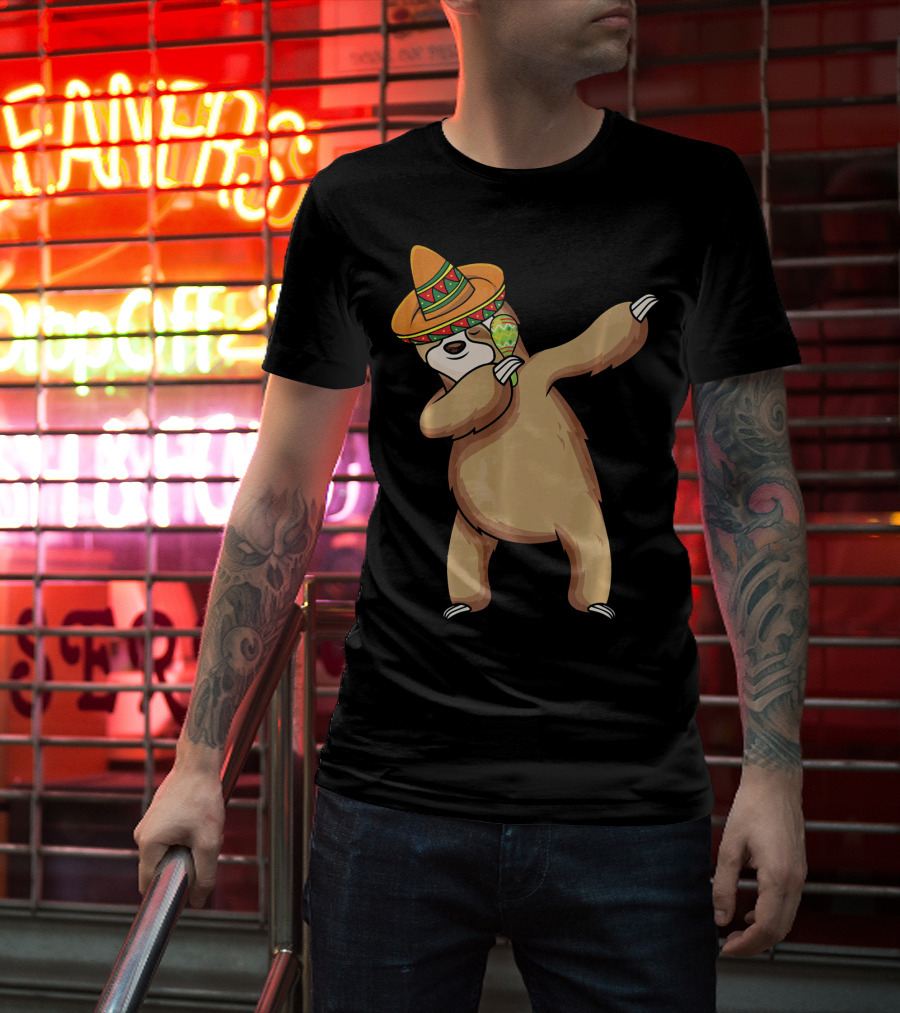 Dabbing Sloth Sombrero Cinco De Mayo Dance T-Shirt